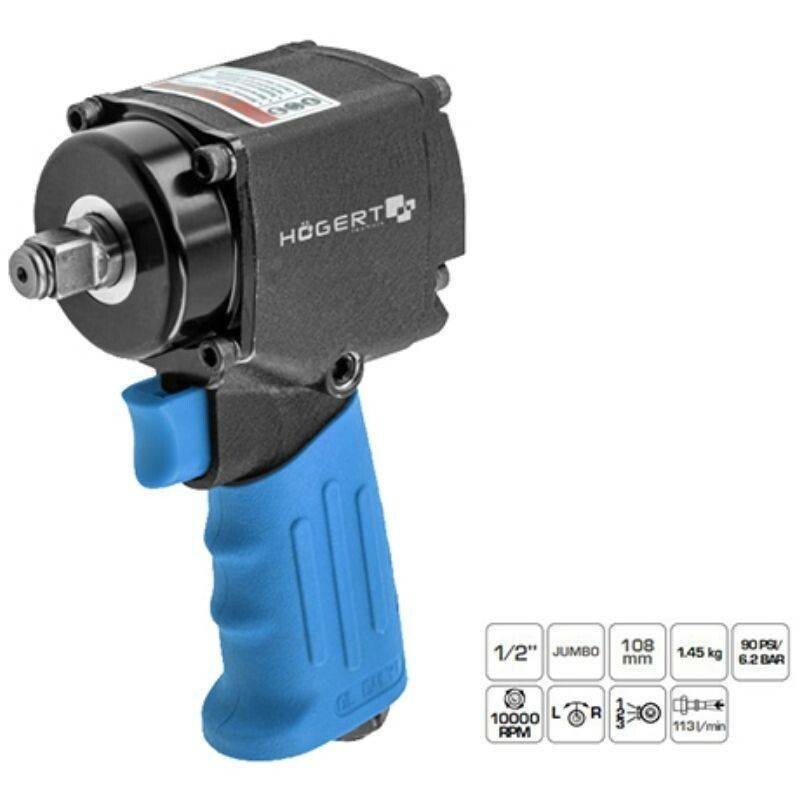 Пневматический ударный гайковерт Mini Ultra Short 1/2 дюйма 680Nm Hogert (HT4R626) - Зображення 6
