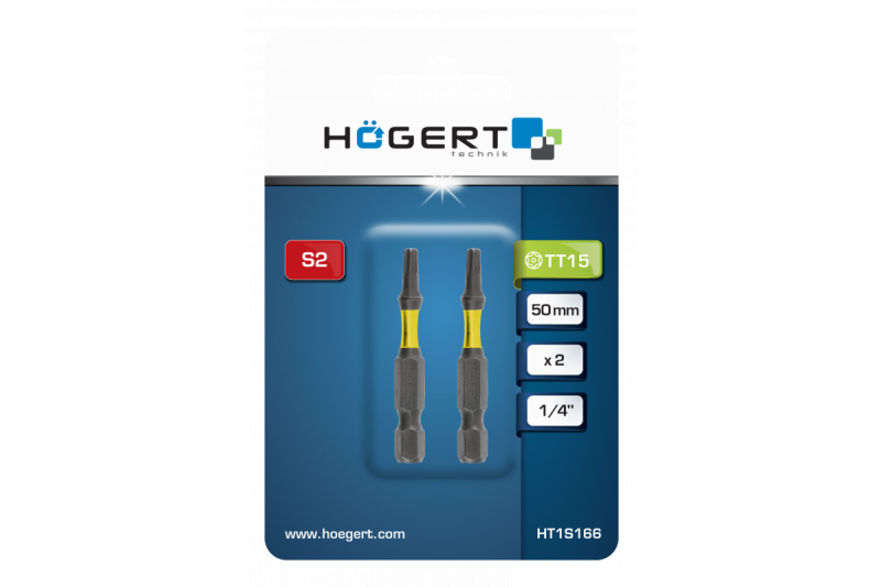Длинные битые ударные Hogert Т15 50 мм сталь S2 набор 2 штуки (HT1S166) - Зображення 1