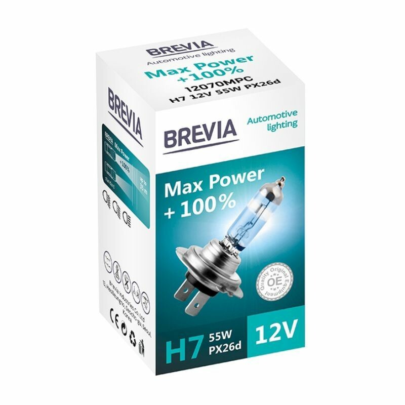 Галогеновая лампа H7 Brevia Max Power увеличенная яркость 100 процентов 1 штука (12070MPC) - Изображение 2