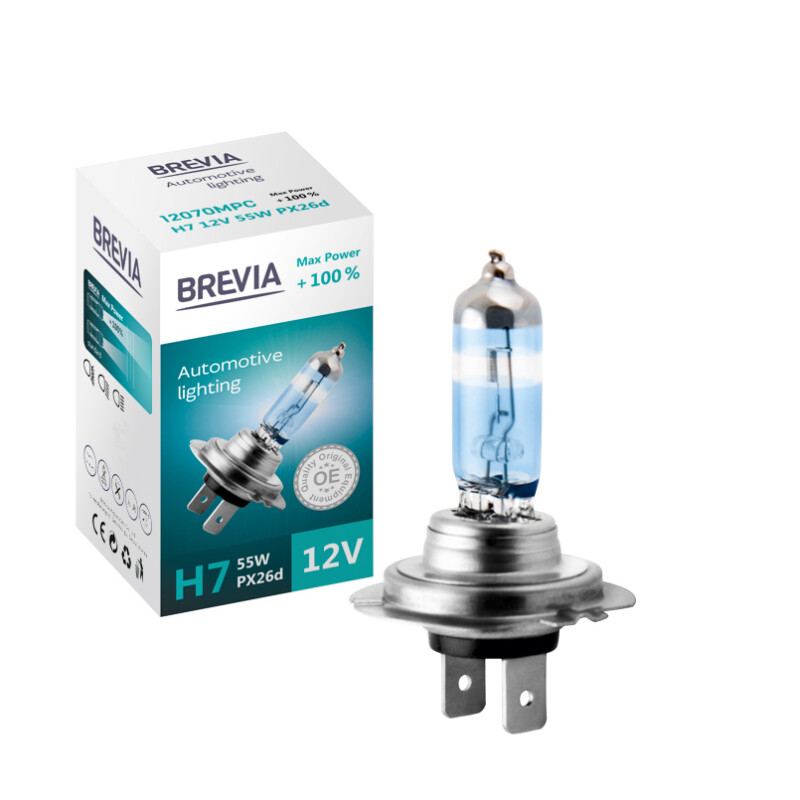 Галогеновая лампа H7 Brevia Max Power увеличенная яркость 100 процентов 1 штука (12070MPC)