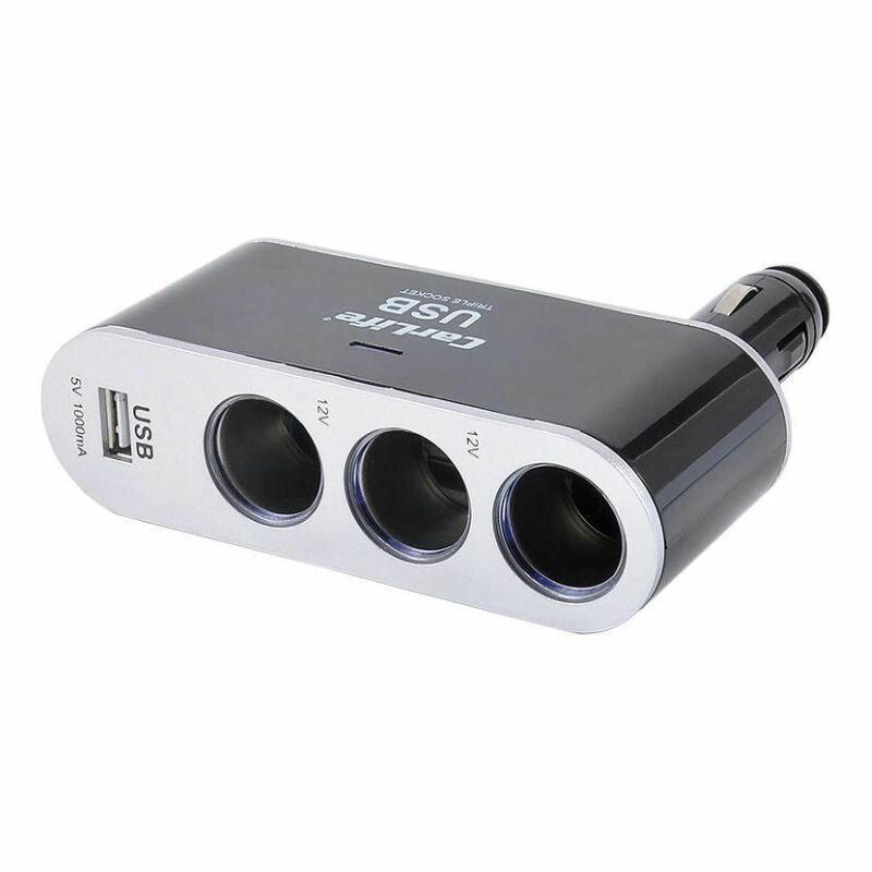 Автомобильный USB разветвитель прикуривателя 3 в 1 CarLife для авто электро приборов (CS302)
