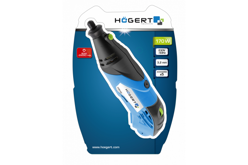 Гравер универсальный Hogert 8000-35000 об/мин многофункциональный инструмент (HT2E100) - Изображение 2
