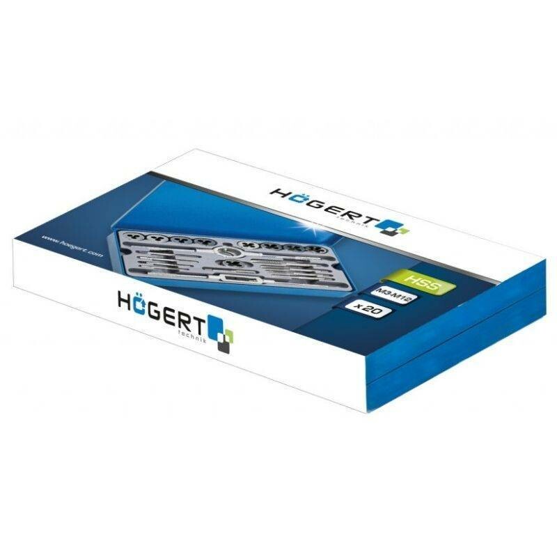 Комплект метчиков и плашек 20 элементов Hogert для нарезки резьбы (HT3B580) - Изображение 1