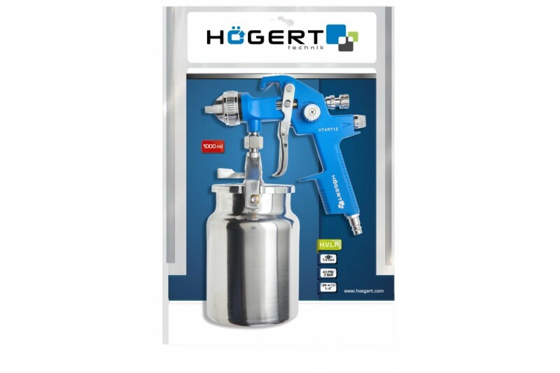 Краскопульт пневматический Hogert с нижним бачком 1000 мл для окраски (HT4R712) - Зображення 1