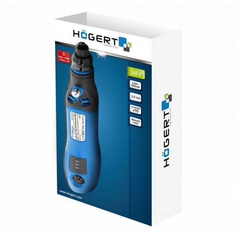 Гравер аккумуляторный многофункциональный Hogert 5000 10000 15000 об/хв (HT2E106) - Зображення 1