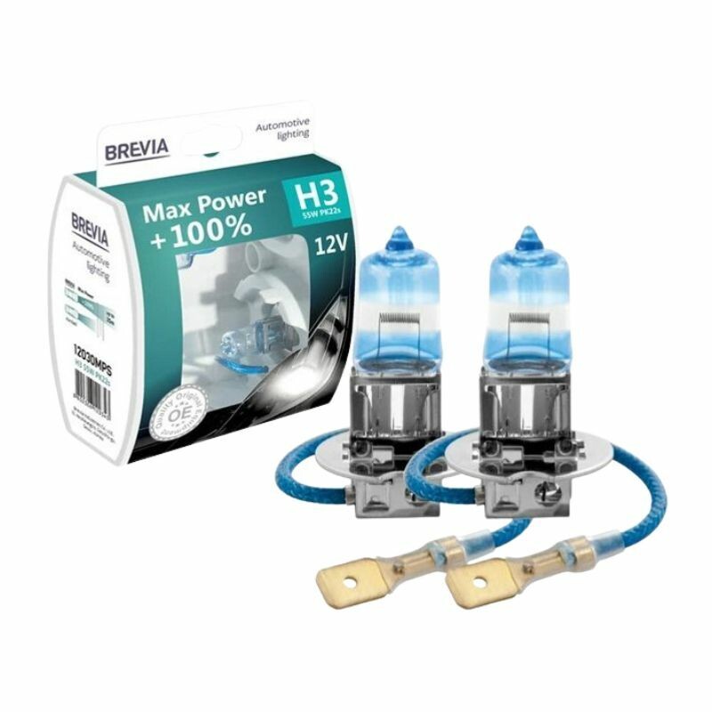 Галогенные автолампы Brevia H3 Max Power увеличенная яркость 100 процентов комплект 2шт (12030MPS)