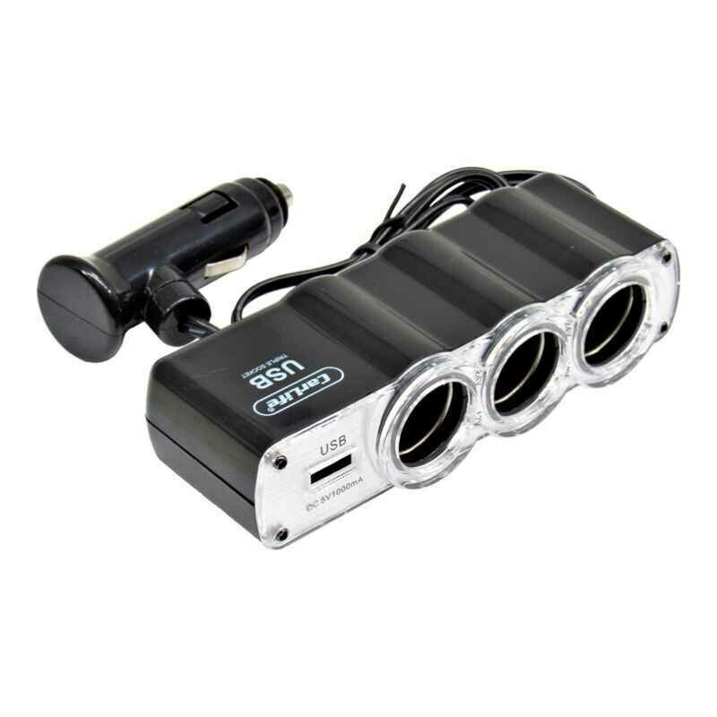 Автомобильный разветвитель прикуривателя CarLife 3 в 1 с USB портом для авто (CS301)