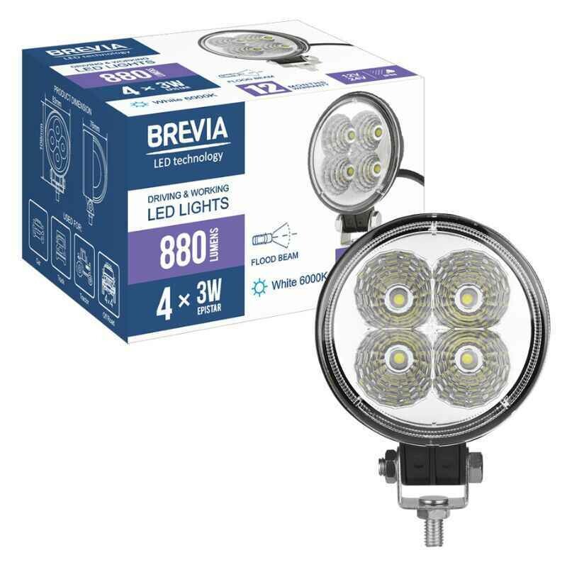 Круглая дополнительная фара для авто Flood белый свет рассеянный поток 880Lm Brevia (10601RFX1) - Зображення 6