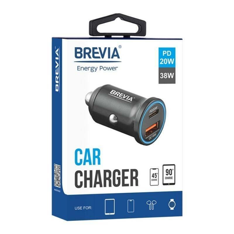 Зарядное устройство для авто BREVIA ePower DualChargeLED 38W USB-C USB-A черный (46038CALB) - Зображення 4