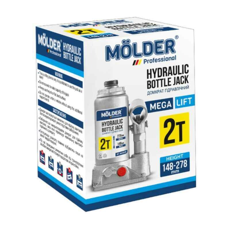 Домкрат гидравлический бутылочный 2т 148-278мм Molder для автомобиля в картонной упаковке (MA29020) - Зображення 3