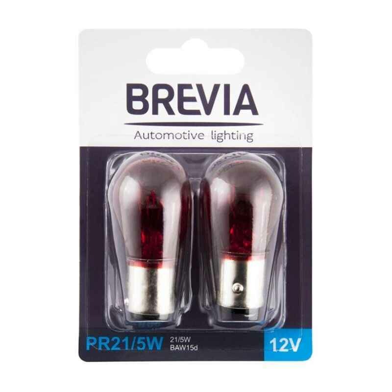 Галогенные автолампочки Brevia PR21/5W 12V красного цвета комплект 2 лампы (12327B2) - Изображение 2