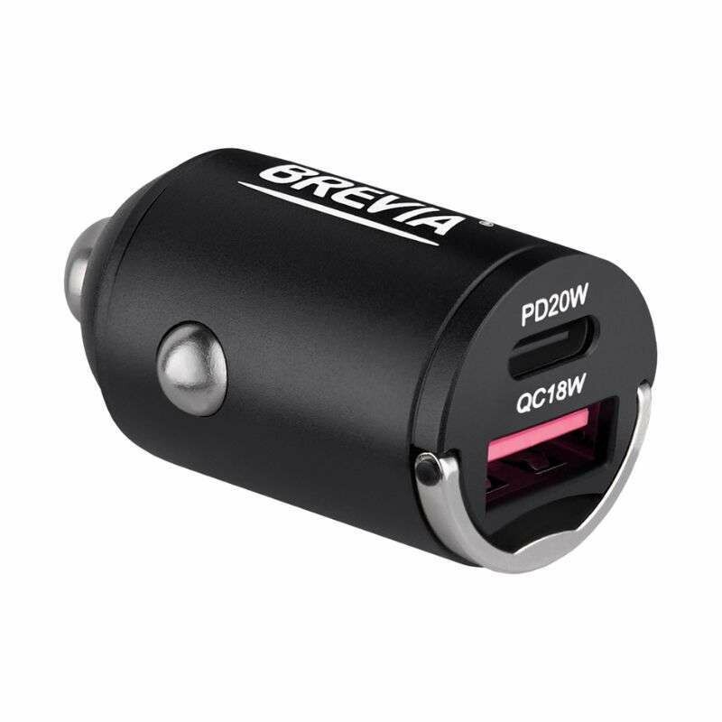 Зарядное устройство для авто BREVIA ePower NanoMetal 38Вт 1xUSB-C и 1xUSB-A чёрный (46038CAMB)