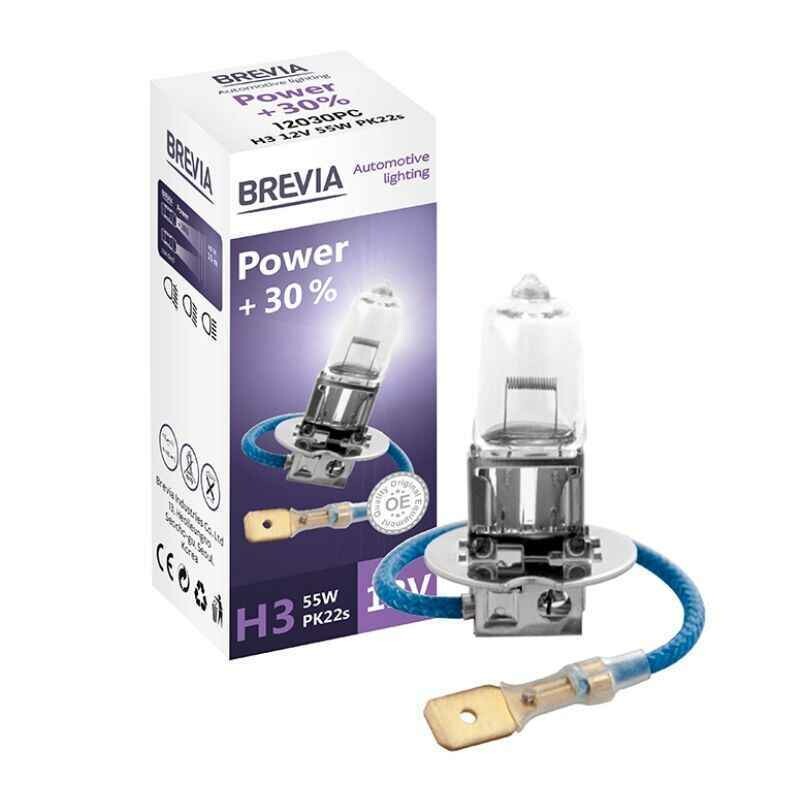 Галогеновая лампа H3 Brevia Power повышенная яркость +30 процентов 1 штука (12030PC)
