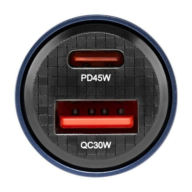Зарядное устройство для авто Brevia ePower DualCharge 75W USB-C и USB-A прозрачный синий (46575CABL) - Изображение 1