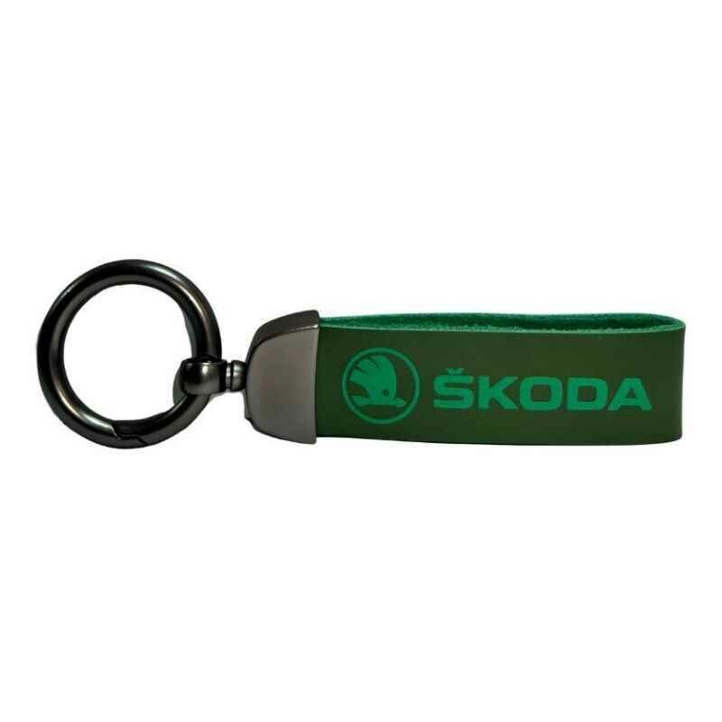 Брелок для ключей авто кожаный RG с карабином хаки SKODA (BR-2GRSk)
