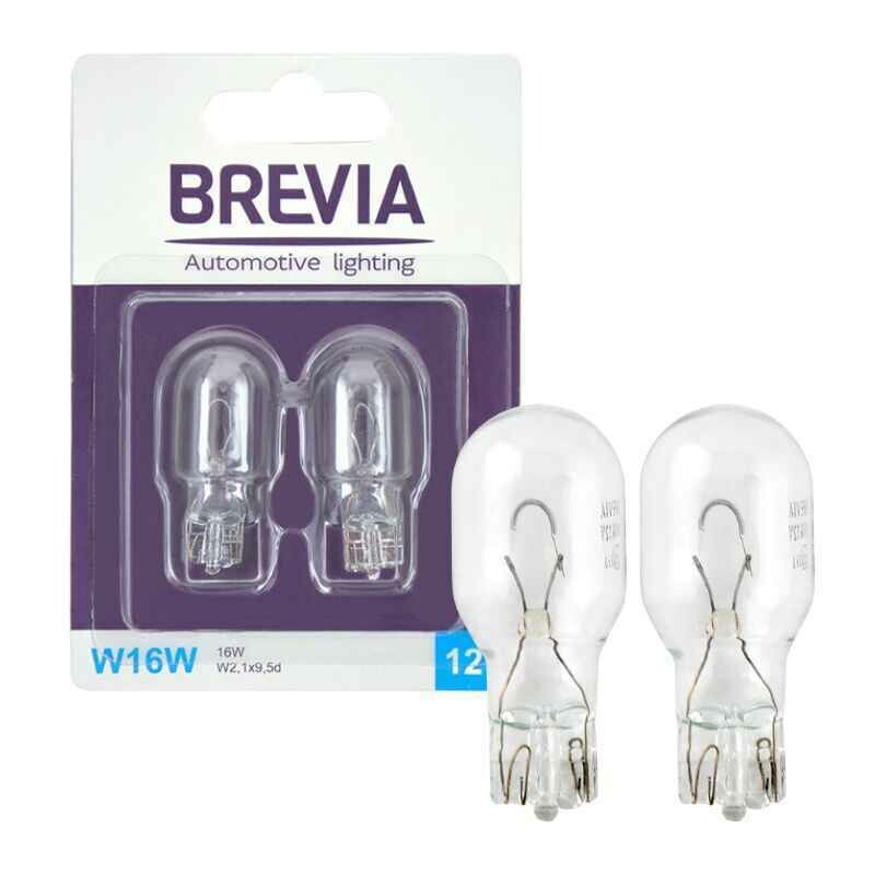 Галогенные автолампы Brevia W16W 12V комплект 2 лампы для авто 12333B2