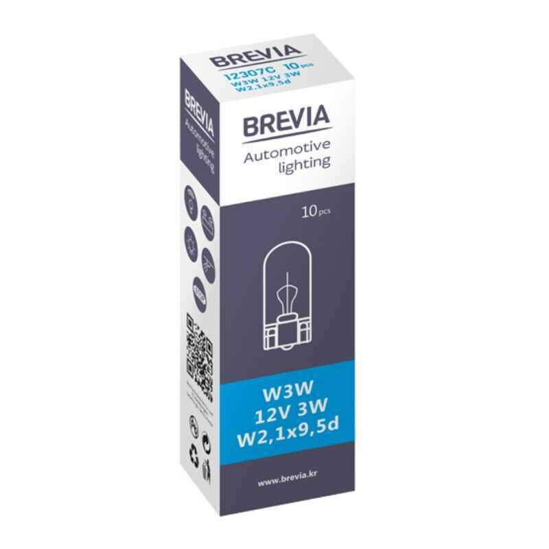 Галогенные автолампы Brevia W3W 12V набор 10 штук в упаковке артикул (12307C) - Изображение 2