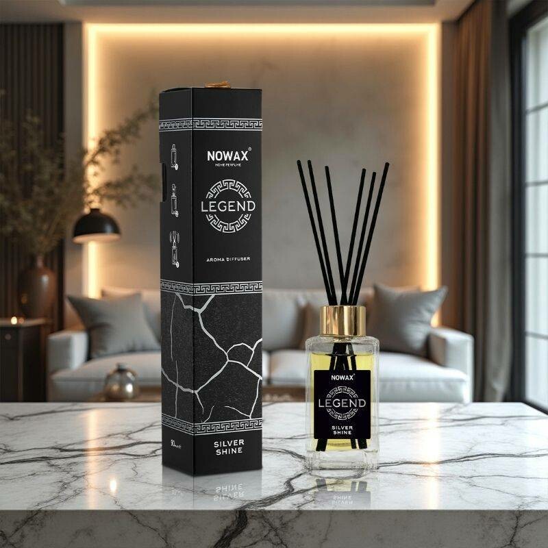 Ароматический диффузор с палочками Nowax Legend Silver Shine 90 мл для дома и офиса (NX91726) - Зображення 1