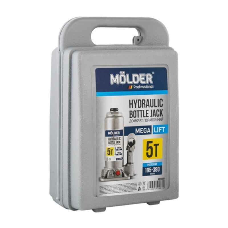 Домкрат гидравлический бутылочный 5т 195-380мм Molder для автомобиля в пластиковом кейсе (MA29055) - Зображення 3