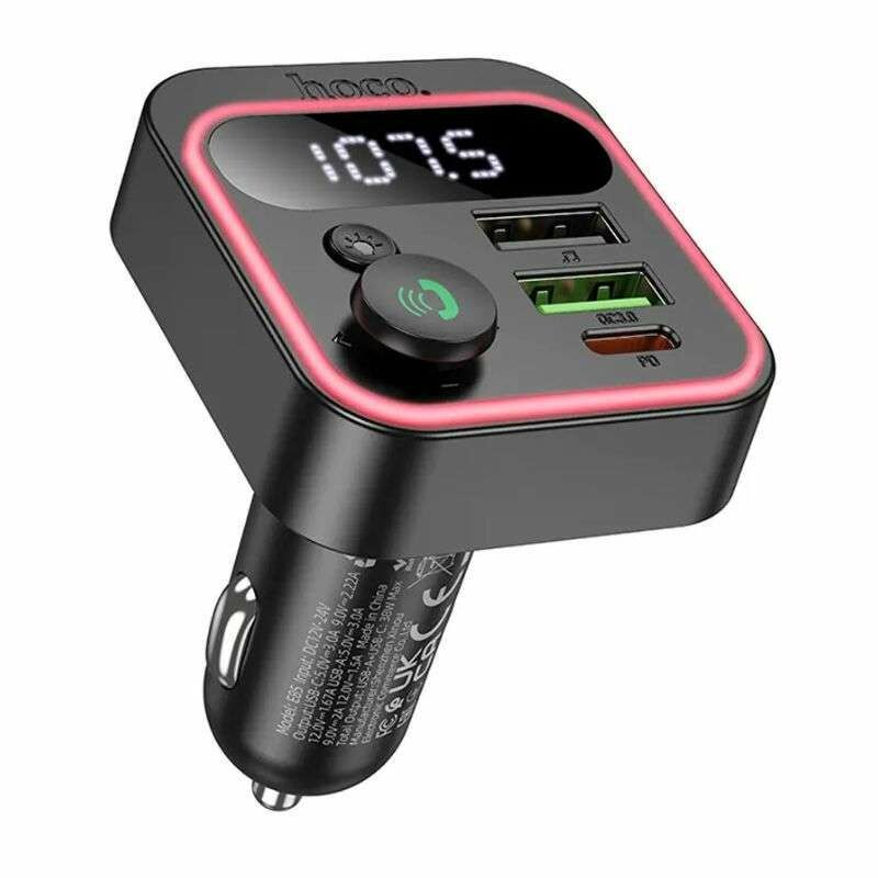 FM трансмиттер HOCO Tiger Bluetooth для автомобиля 2USB и Type-C 20W PD QC быстрая зарядка (E85)