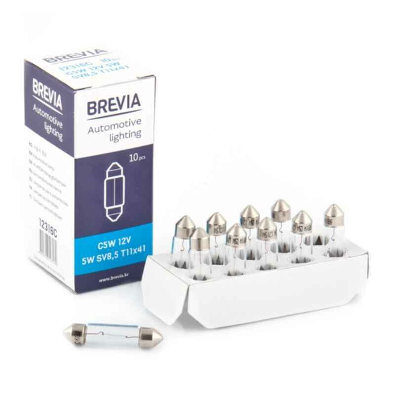 Галогенные лампочки Brevia C5WT11x41 12V набор 10 штук упаковка (12316C)