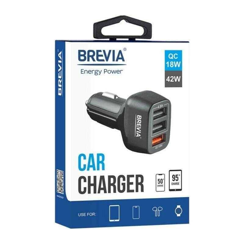 Зарядное устройство для авто BREVIA ePower TriDrive 42W 3хUSB-A черный (46042TUB) - Зображення 4