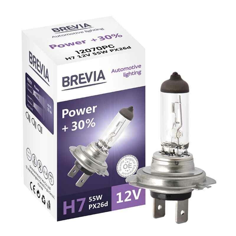 Галогенная лампа H7 Brevia Power увеличенная яркость на 30 процентов 1 штука (12070PC)