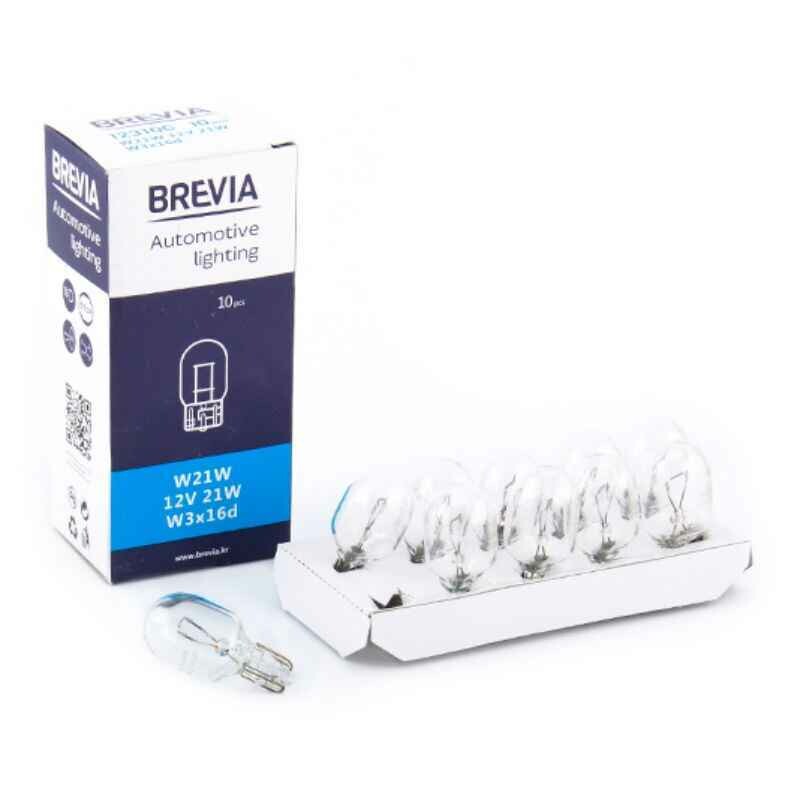 Автолампа галогеновая Brevia W21W 12V для фар один элемент в комплекте (12310C)