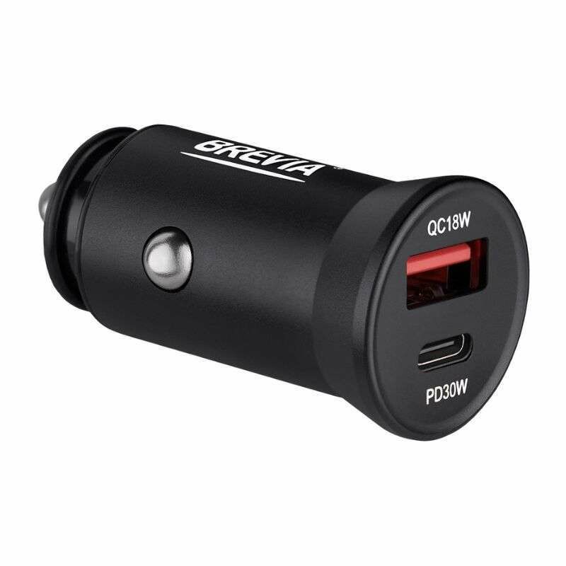 Зарядное устройство для авто BREVIA ePower DualCharge 30Вт 1xUSB-C 1xUSB-A черный (46030CAB)