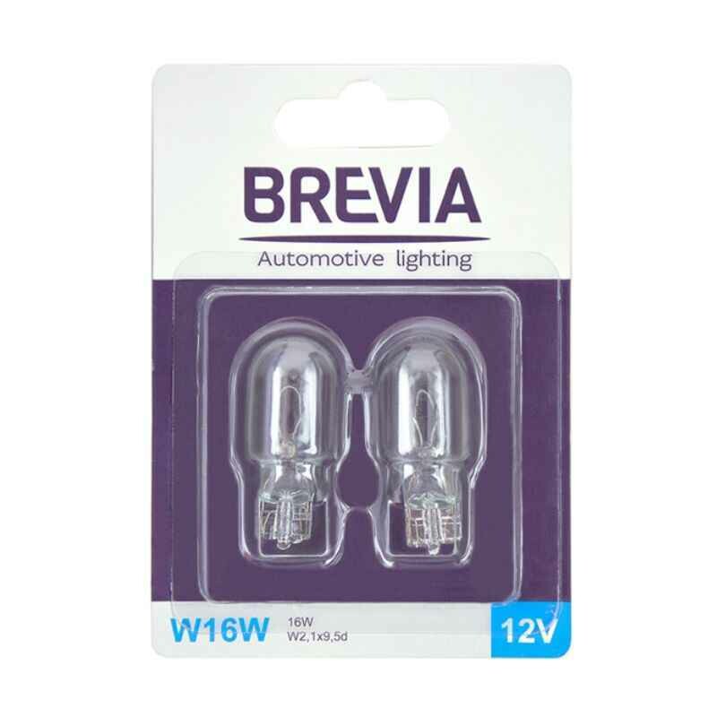 Галогенные автолампы Brevia W16W 12V комплект 2 лампы для авто 12333B2 - Изображение 2