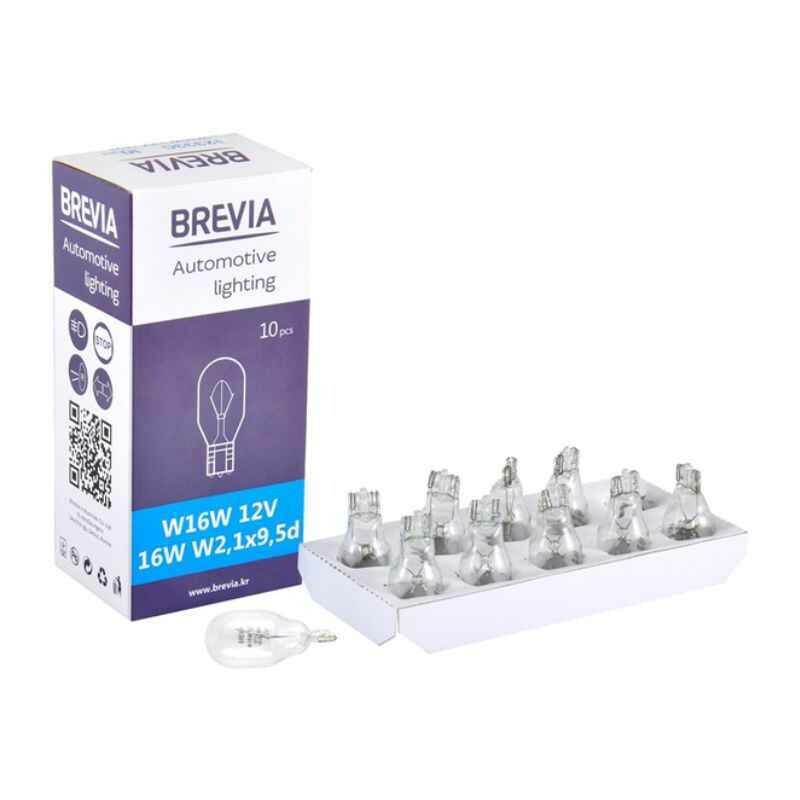 Галогенные автолампы W16W 12V Brevia белые 10 штук в упаковке (12333C)