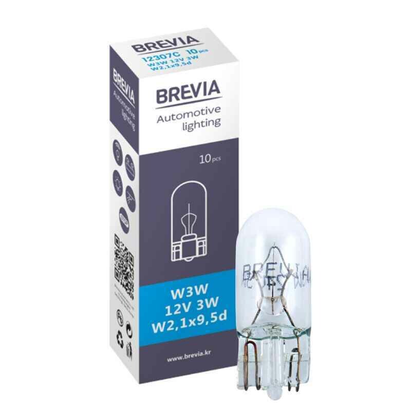 Галогенные автолампы Brevia W3W 12V набор 10 штук в упаковке артикул (12307C)