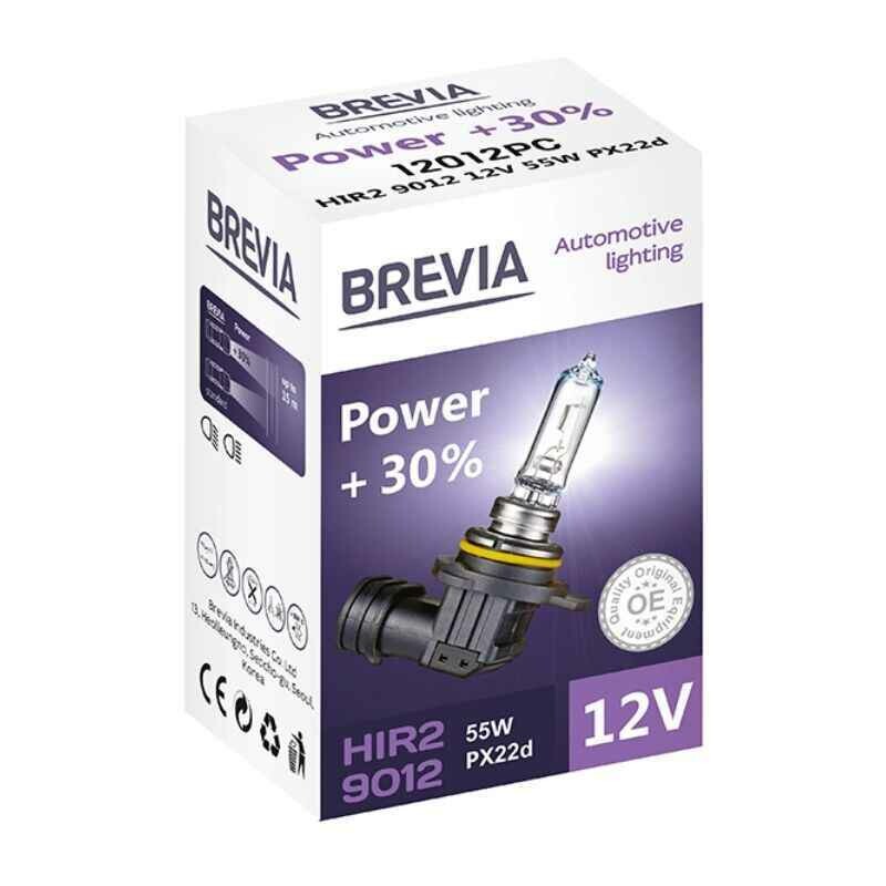 Галогеновая лампа Brevia HIR2 9012 Power повышенная яркость +30 процентов 1шт (12012PC) - Изображение 2