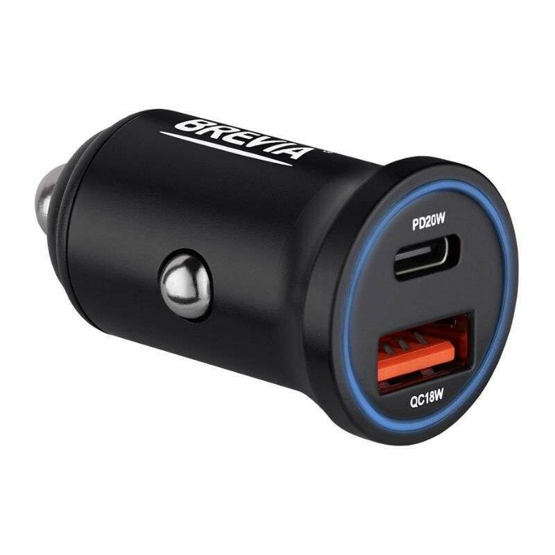 Зарядное устройство для авто BREVIA ePower DualChargeLED 38W USB-C USB-A черный (46038CALB)