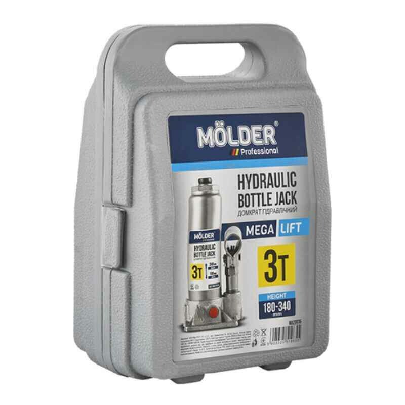 Домкрат гидравлический бутылочный 3т 180-340мм Molder для автомобиля в пластиковом кейсе (MA29035) - Изображение 3