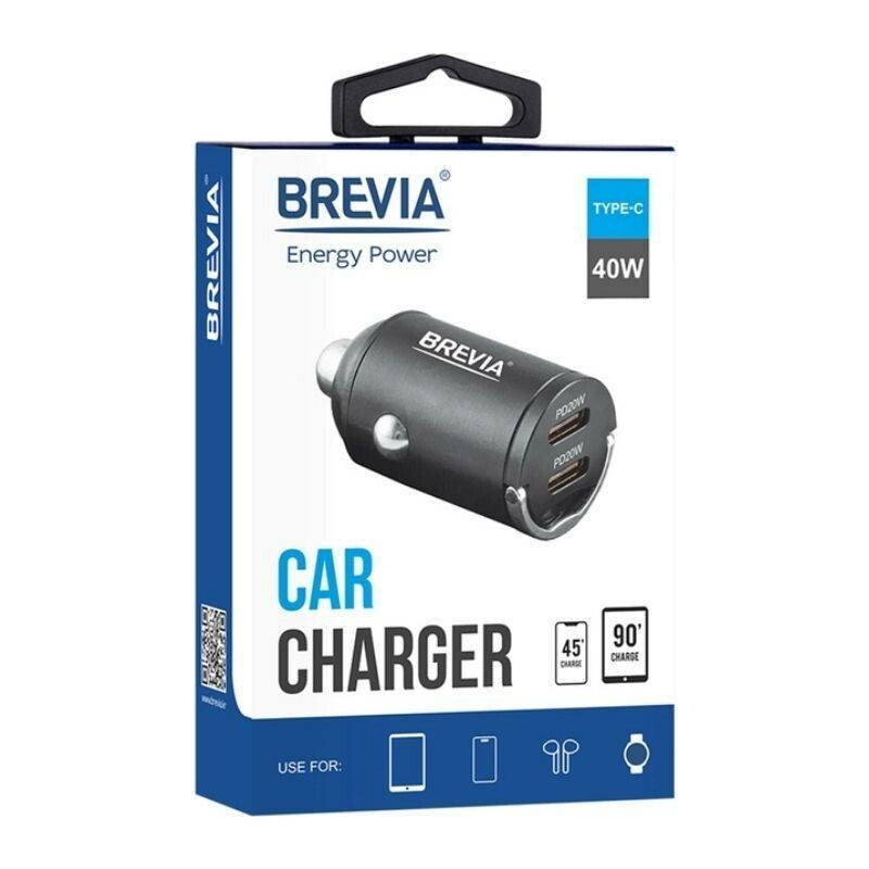 Зарядное устройство для авто BREVIA ePower NanoMetal 40W с двумя USB-C черный (46040DCMB) - Изображение 4