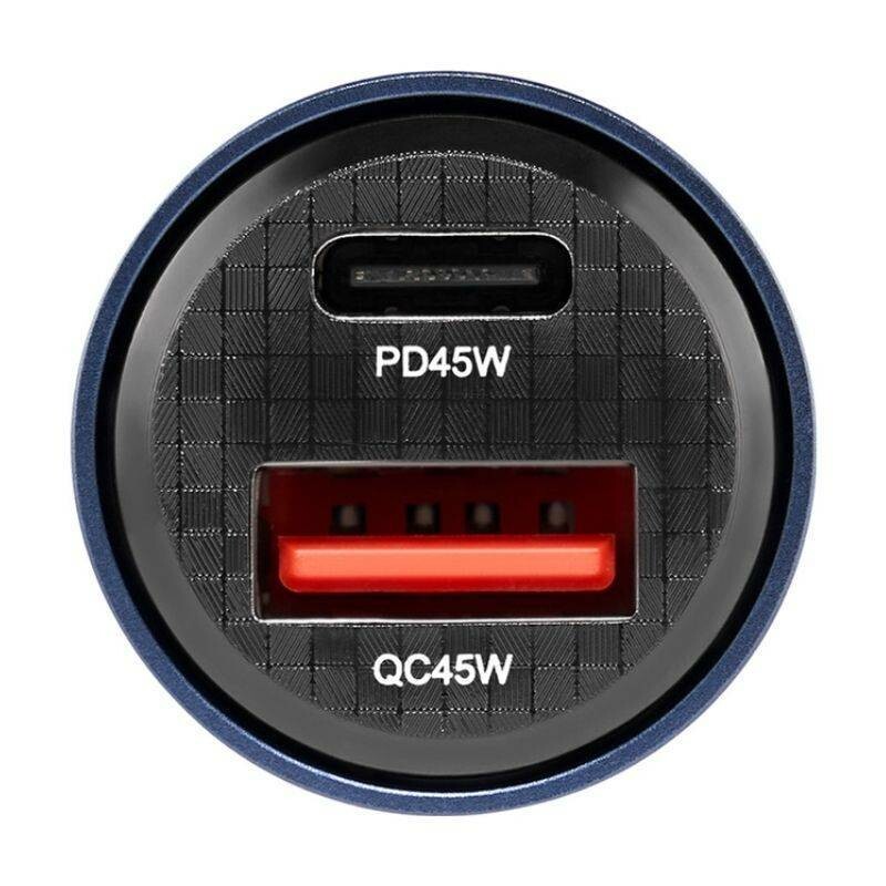 Зарядное устройство для авто Brevia DualCharge ePower 45W USB-C и USB-A синий прозрачный (46545CABL) - Изображение 1