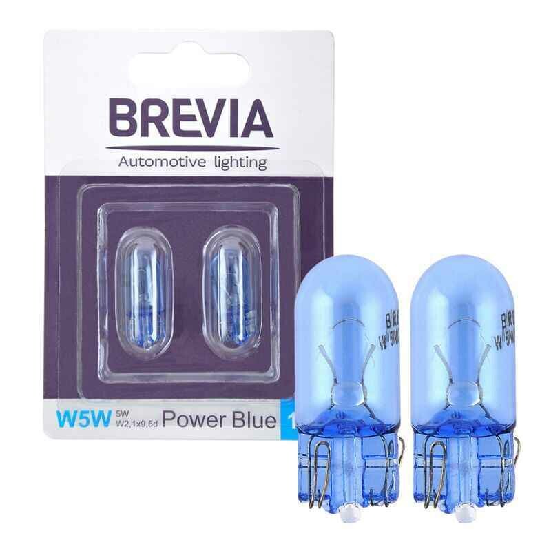 Галогенные автолампы Brevia W5W 12V синего цвета комплект 2 ламп (12328B2)