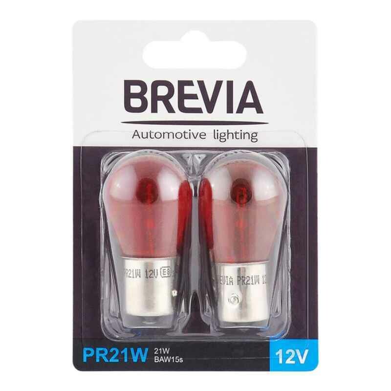 Галогенные автолампочки Brevia PR21W BAW15s 12V красного цвета комплект 2 лампы (12326B2) - Изображение 2