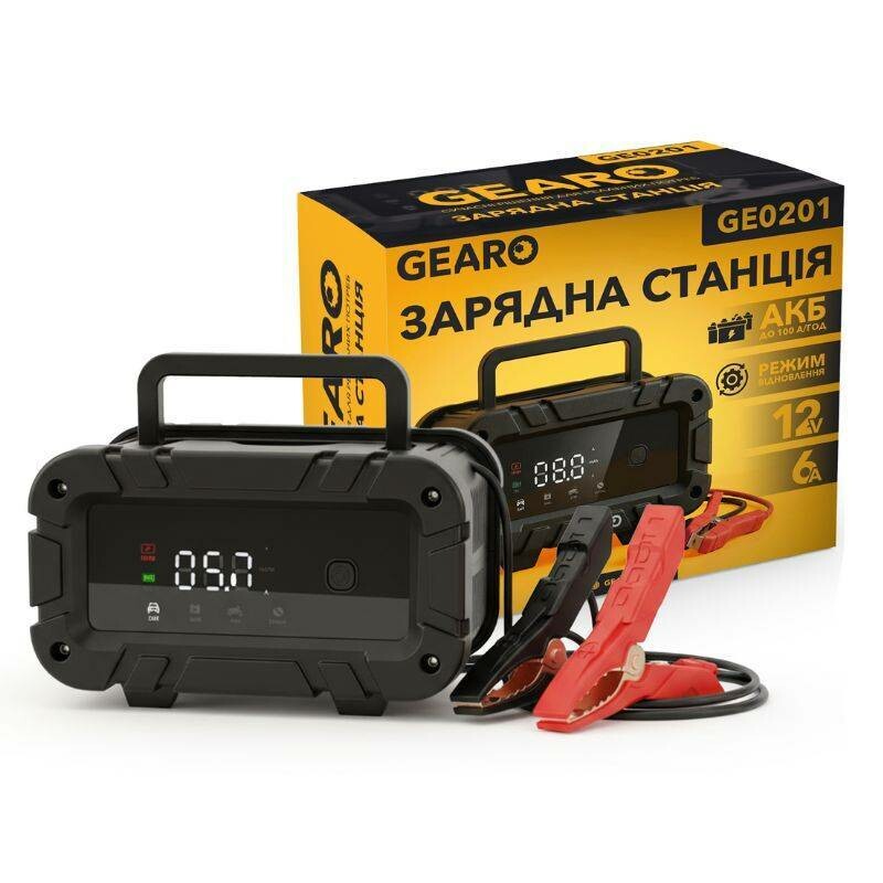 Зарядное устройство для аккумулятора АКБ Gearo 12В 6А 100Ач (GE0201) - Изображение 1