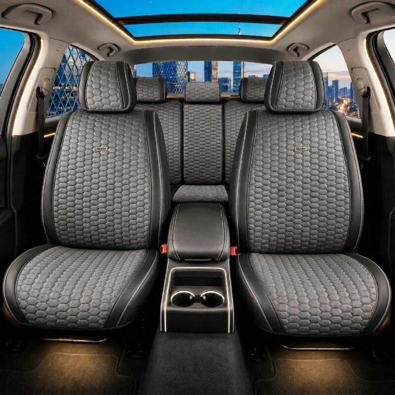 Накидки на сиденья велюр и экокожа комплект 11 шт Gearo Gran Lusso Prestige (GE0710GY-A) - Зображення 8