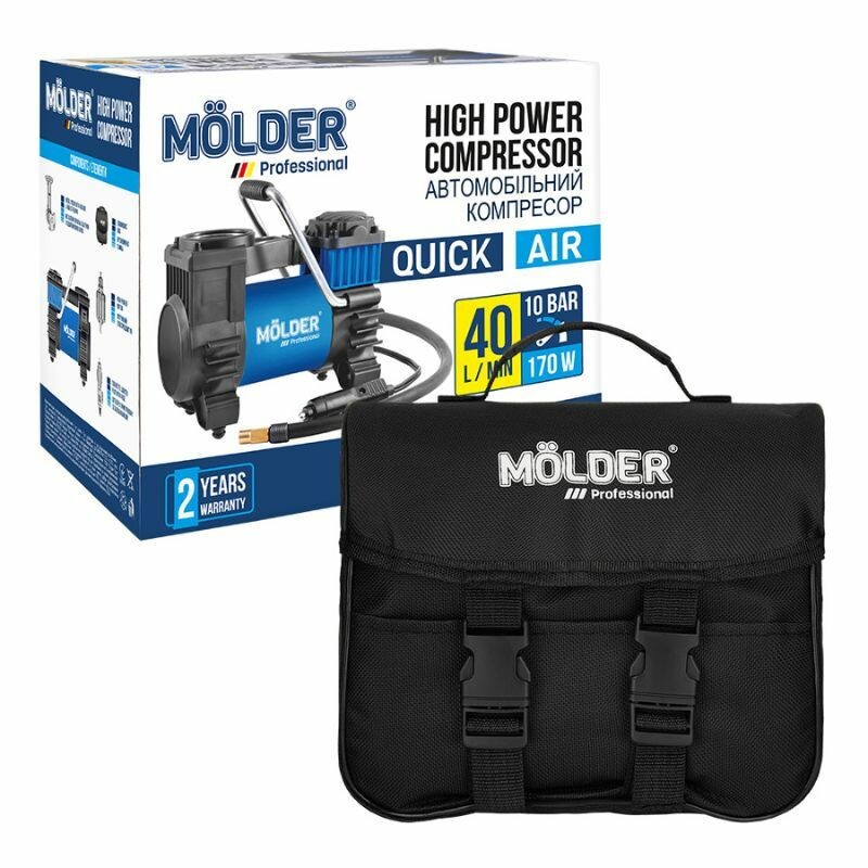 Компрессор автомобильный Molder однопоршневой для шин R13-R22 10Атм 40лхв 170Вт от прикуривателя (MA25100) - Изображение 6