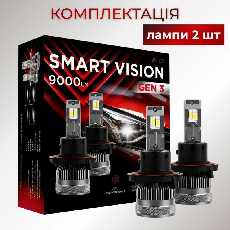 Светодиодные лампы H13 для авто Carlamp Smart Vision Gen3 Led автолампы 9000 Lm 6500 K (SMG3H13) - Зображення 1