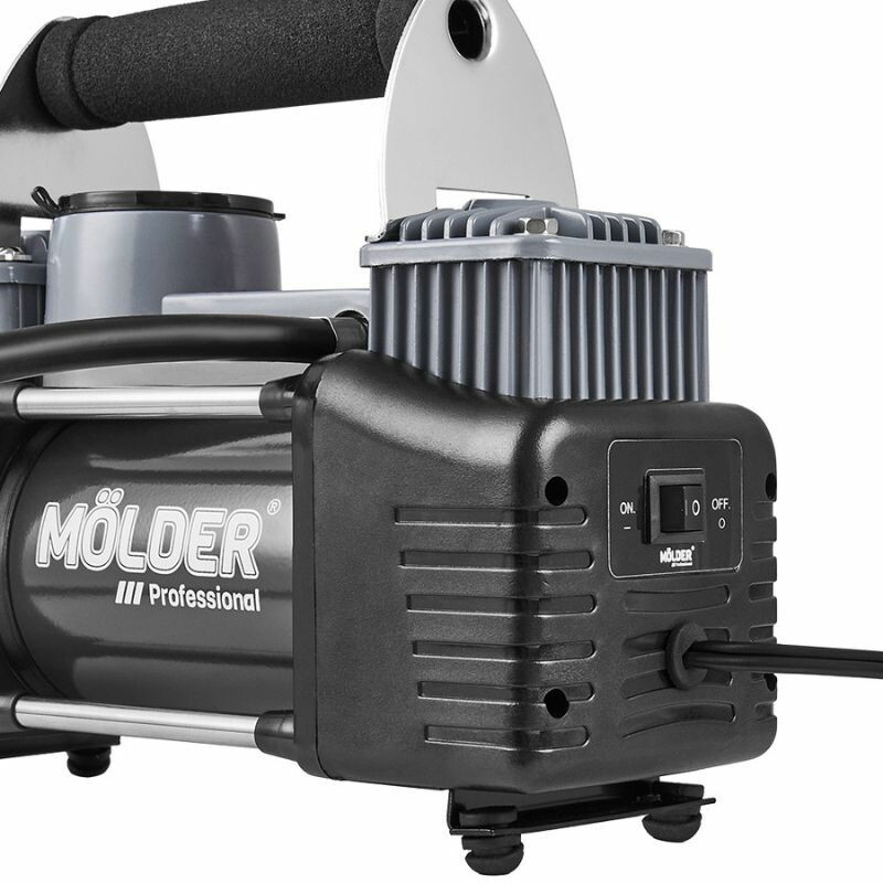 Двухпоршневой автокомпрессор MOLDER с гибким шлангом для шин R13-R21 10Атм 90л/мин 360Вт (MA25200) - Зображення 4
