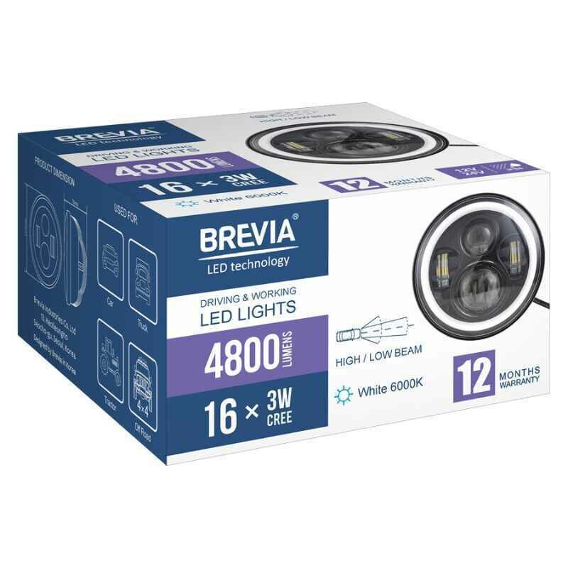 Круглая дополнительная фара для авто белый свет 6000Lm Brevia артикул (60160HLX1) - Зображення 7
