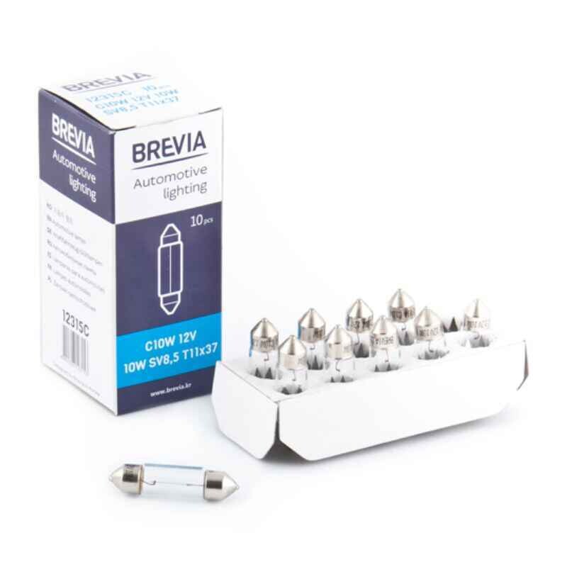 Галогенные автолампы Brevia C10WT11x37 12V набор 10 штук упаковка (12315C)
