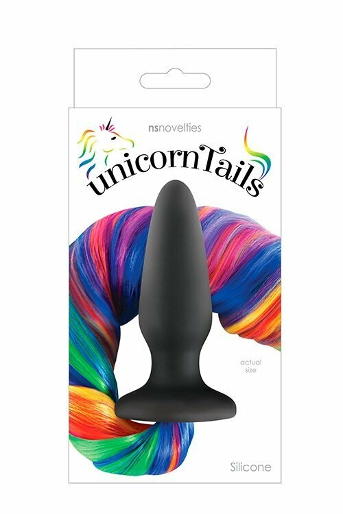 Анальна пробка NS Novelties Pony Tail Rainbow з довгим хвостом, чорна, 10.3 х 3.1 см - Изображение 1