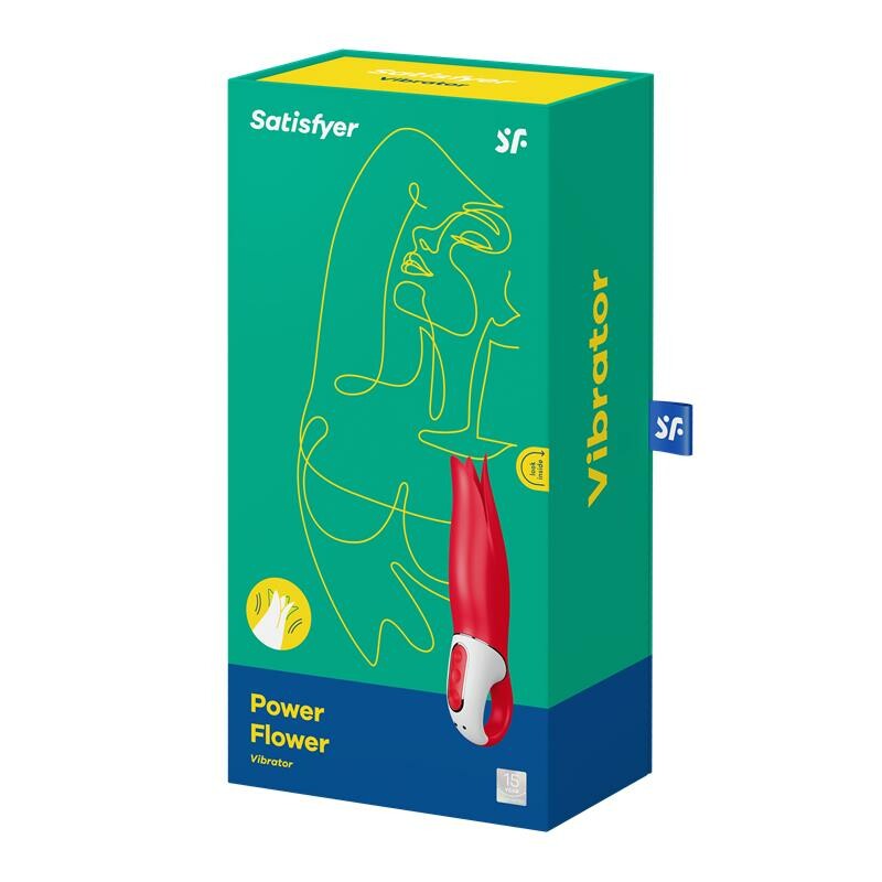 Вібратор у формі квітки Satisfyer Vibes Power Flower з м'якими пелюстками, червоний, 18.8 х 5.2 см - Зображення 1