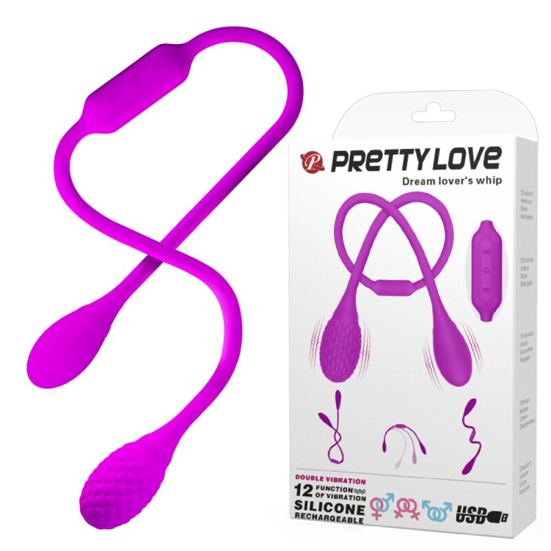 Подвійне віброяйце Pretty Love Dream Lover's Whip гнучке, фіолетове, 65.5 х 3.2 см