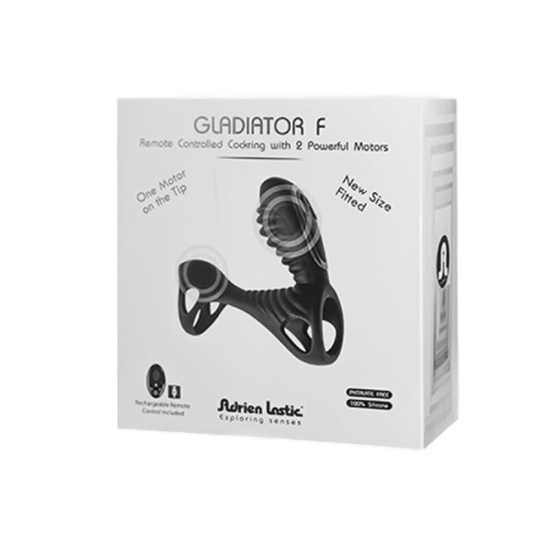 Вібро-насадка Adrien Lastic Gladiator F з пультом, чорна, 11 х 3.6 см - Зображення 1